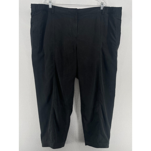 EILEEN FISHER Pants 3X Plus Tencel Twill Tapered Ankle Button Cuff Utility Black - Picture 2 of 16